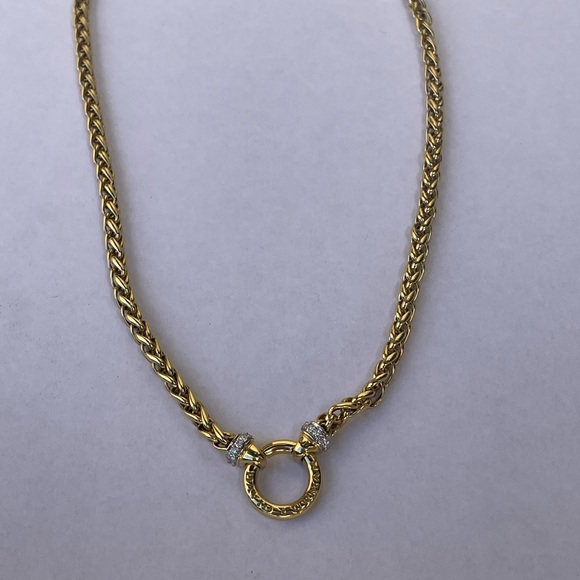 David Yurman 18k Yellow Gold 17” 4mm Wheat Chain Diamond Donut Necklace - Picture 6 of 15